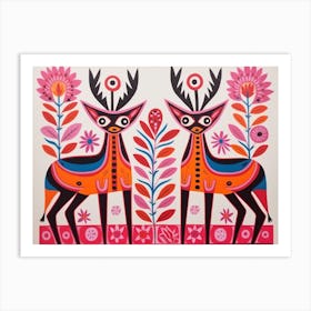 Antelope 3 Folk Style Animal Illustration Art Print