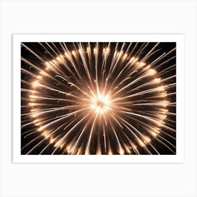 Abstract Image Of A Burst Of Golden Fireworks Against A Dark Night Sky Art Print