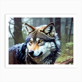 Wolf In The Woods 34 Art Print