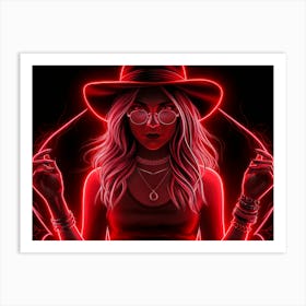 Neon Red Woman Art Print