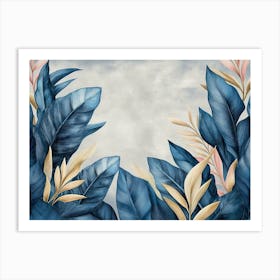 Blue And Pink Leaves Art Print