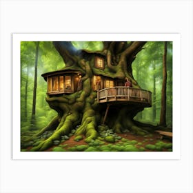 Cottage Inside A Giant Forest Tree V2 3 Art Print