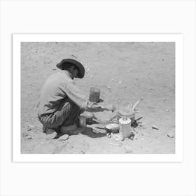 Faro Caudill Frying Eggs Over Camp Fire The Day He Was Moving His Dugout, Pie Town, New Mexico By Russell Lee Art Print