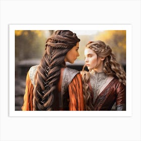 Two Women With Braided Hair Art Print