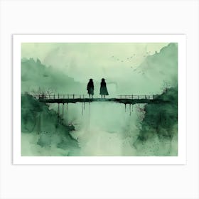 Two People On A Bridge Art Print