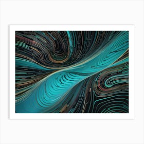 Abstract Painting Psychedelic Neon Blue Art Print