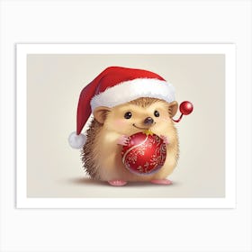 Hedgehog In Santa Hat 1 Art Print