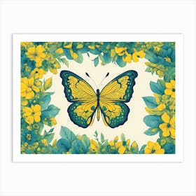 Butterfly In A Frame VECTOR Art Print