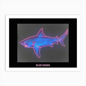 Neon Pastel Pink Blue Shark 3 Poster Art Print