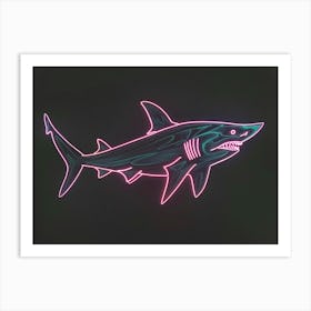 Neon Red Mako Shark 4 Art Print
