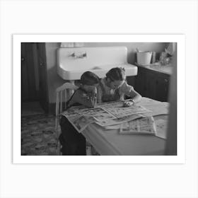 Untitled Photo, Possibly Related To Children Reading Sunday Papers, Rustan Brothers Farm Near Dickens, Iowa Art Print