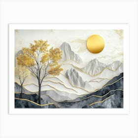 Mountains And Trees Landscape Art Print