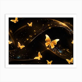 Golden Butterflies 18 Art Print