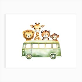 Giraffes On A Bus Art Print