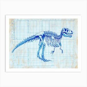 Plateosaurus Skeleton Hand Drawn Blueprint 1 Art Print