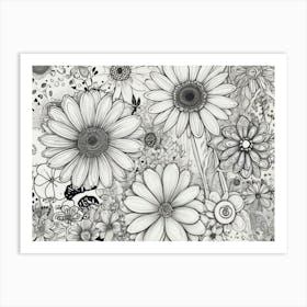 Black And White Flowers 3 Art Print