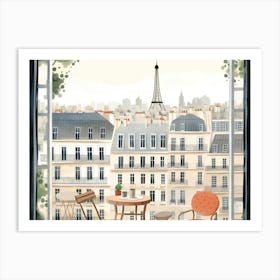 Paris Eiffel Tower Landscape Watercolour Art Print