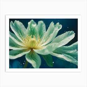 A Close Up Shot Of A Light Green Flower With A Yellow Center Art Print