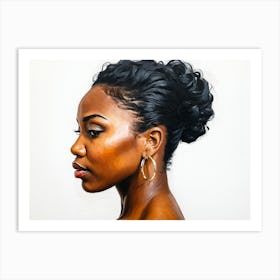 Side Profile Of Beautiful Woman Oil Painting 183 Art Print