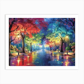 Night In The Park 2 Art Print