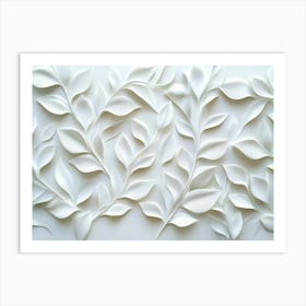 3d Art White Leaves Background 5 Art Print