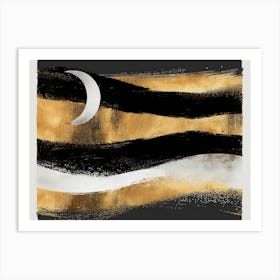 Moon And Waves 3 Art Print