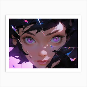 Girl With Purple Eyes Art Print