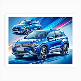 Blue Volkswagen Suv Design Concept Art Print