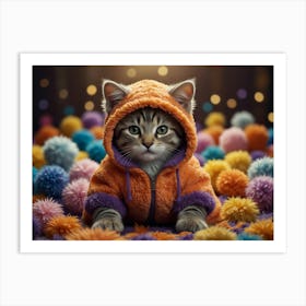 Kitten In A Hoodie Art Print