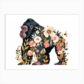 Little Floral Gorilla 1 Art Print