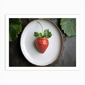 Strawberry On A Plate Art Print