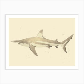 Smooth Hammerhead  Shark Grey Silhouette 3 Art Print