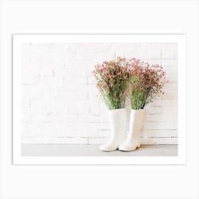 Rainboots With Flowers Art Print