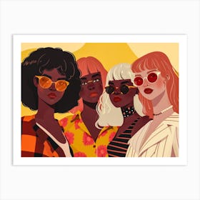 Illustration Of Women Wearing Sunglasses Art Print