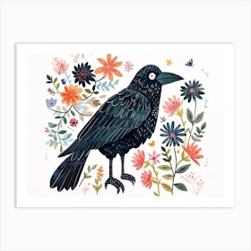 Little Floral Crow 2 Art Print