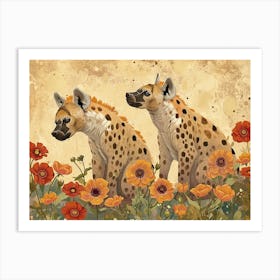 Floral Animal Illustration Hyena 2 Art Print