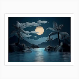 Full Moon Over Water Art Print