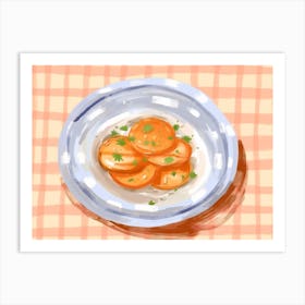 A Plate Of Carrots, Top View Food Illustration, Landscape 2 Art Print