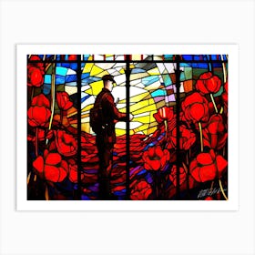 Remembrance Day Reminiscing - Soldier In Poppies Art Print