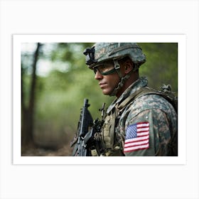 A Soldier Adorned In Patriotic Uniform Hued In His Nations Distinctive Colors Punctuated By A Med (7) Art Print