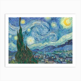 Sternennacht Vincent van Gogh, blaue Malerei Art Print