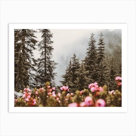 Foggy Forest Flowers Art Print