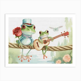 Frogs On A Rope Art Print