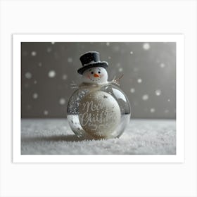 Snowman In A Glass Ball Art Print