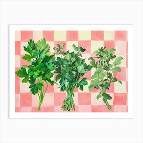 Loose Herbs Pink Checkerboard 1 Art Print