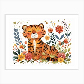 Little Floral Tiger 1 Art Print