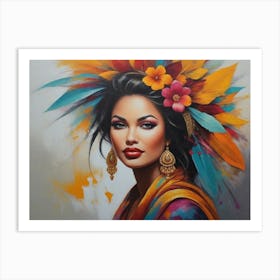 Woman With Feathers 1 Art Print