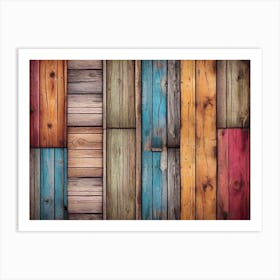 Colorful wood plank texture background 13 Art Print