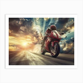 Motorcycle Rider On The Road 10 Art Print