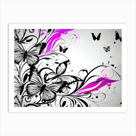 Butterflies And Vines 1 Art Print